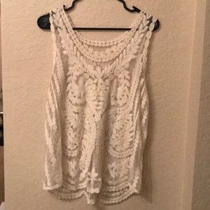 Sheer lace cream tank